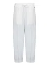 Herno Cropped White Taffeta Trousers With Adjustable Drawstring In White