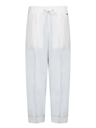 HERNO CARROT FIT WHITE TAFFETA TROUSERS