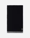 Herno Cashmere And Alcantara Scarf In Dark Blue