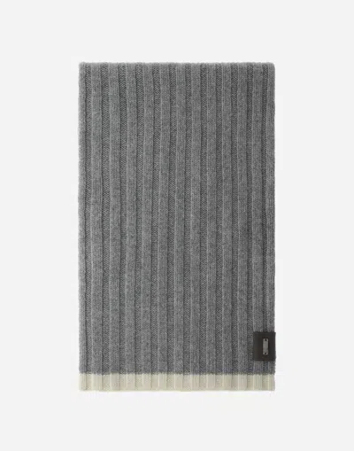 Herno Cashmere And Alcantara Scarf In Grey