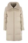Herno Long Jacket In Cashmere And Silk In Neutral