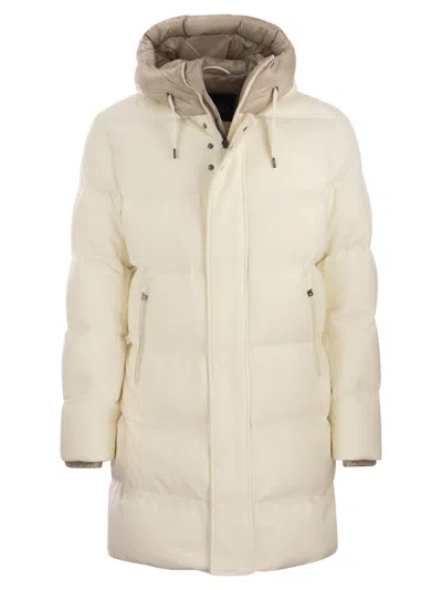 Herno Cashmere And Silk Hooded Parka Jacket In White