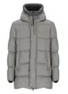 Herno Cashmere And Silk Padded Bomber Jacket In Gray