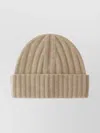 Herno Cashmere Ribbed Beanie Accessories In Brown