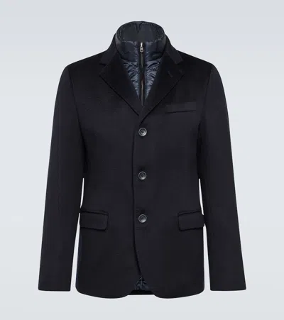 Herno Shell-paneled Cashmere Blazer In Blue