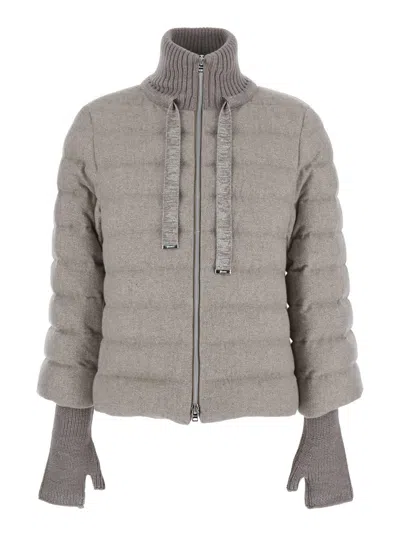 Herno Cashmere Blend Cape In Gray