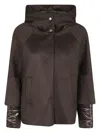 Herno Cashmere Boxy Jacket With High Collar And Snap Closure In Black