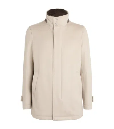 Herno Cashmere Car Coat In White