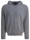 Herno Drawstring Hooded Cashmere Knit Cardigan In Gray