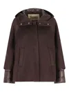 Herno Women Hood In Pure Cashmere And Ultralight Nylon In Brown