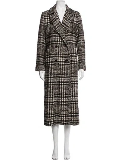 Pre-owned Herno Cashmere Houndstooth Print Coat In Brown