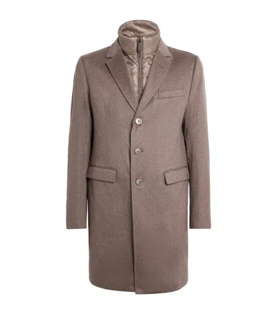 Herno Cashmere Padded-insert Overcoat In Brown