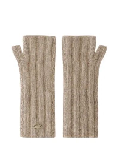 Herno Cashmere Ribbed Muffs Accessories In Brown
