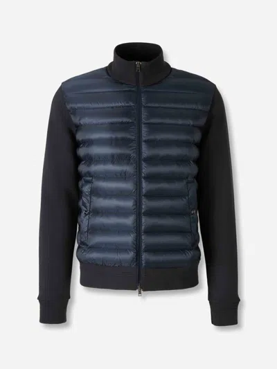 Herno Ribbed High-neck Jacket In Blue