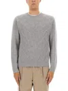Herno Textured Knit Crew Neck Cashmere Sweater In Gray
