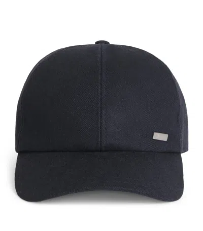 Herno Cashmere-silk Baseball Cap In Blue