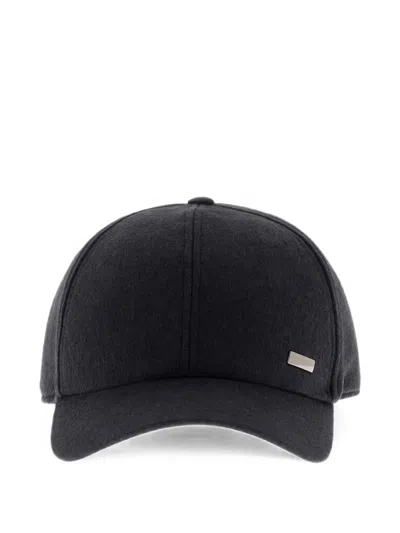 Herno Cashmere-silk Baseball Cap In Blue