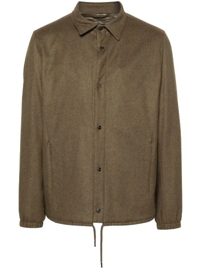 Herno Cashmere-silk Padded Shirt Jacket In Brown