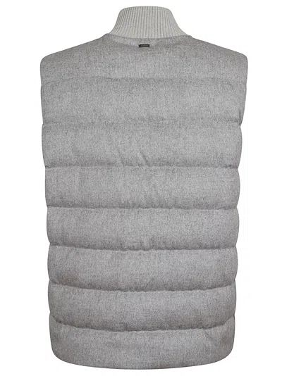 Herno Cash/silk Gilet In Grigio Chiaro