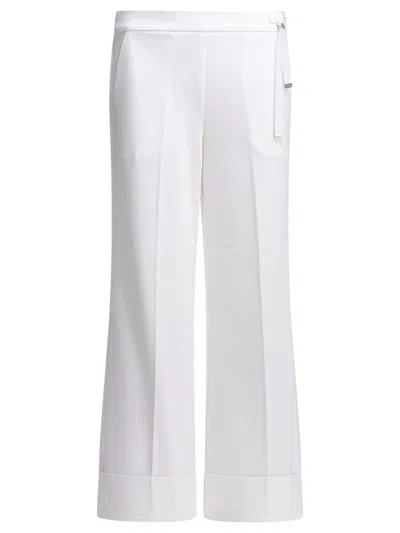 Herno Cotton Trousers Wide Leg Side Pockets In White