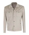 Herno Suede Jacket With Classic Collar In Brown
