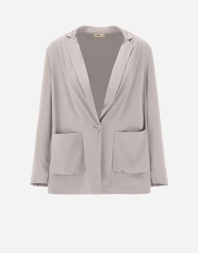 Herno Casual Satin Blazer In Chantilly