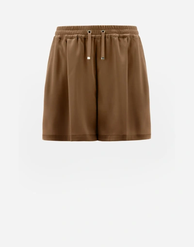 Herno Casual Satin Shorts In Sand
