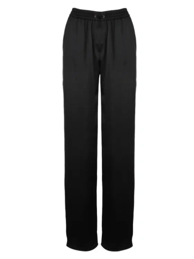 Herno Drawstring Wide-leg Satin Trousers In Black
