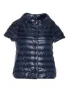 Herno Crewneck Short Sleeves High Collar Lateral Pockets In Blue