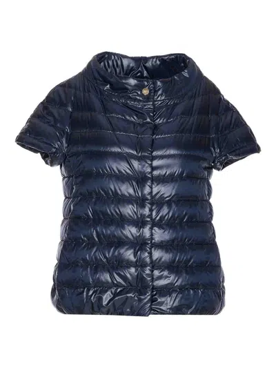 HERNO BLUE LIGHT PADDED VEST WITH BUTTONS CLOSURE