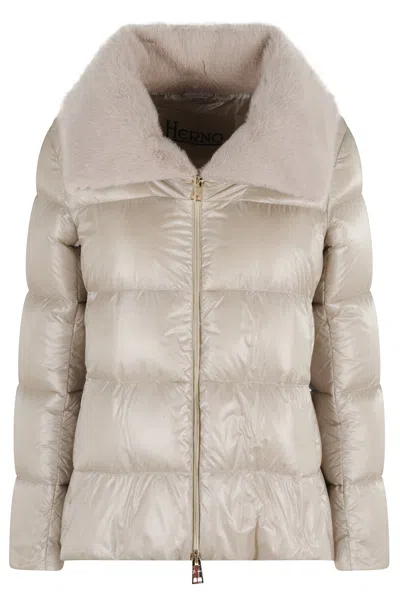 Herno Chantilly Down Jacket With Ultralight Nylon In Neutral