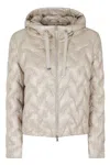 Herno Chantilly High Neck Drawstring Double-slider Zip Polyamide Down Jacket In Gray
