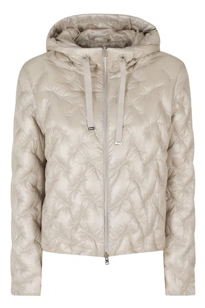 Herno Chantilly High Neck Drawstring Double-slider Zip Polyamide Down Jacket In Multi
