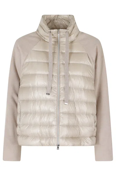 Herno Chantilly High Neck Drawstring Double-slider Zip Polyester Down Jacket In Multi