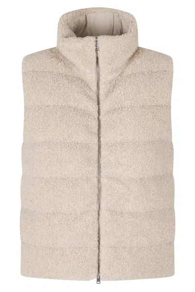 Herno Chantilly High Neck Drawstring Double-slider Zip Polyester Vest In Grey