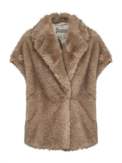 Herno Chantilly Long-hair Faux Fur Vest In Multi