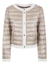 Herno Quilted Jacket With Contrast Trim And Long Sleeves In Brown
