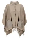 Herno Chantilly Silk And Ultralight Nylon Poncho In Neutrals