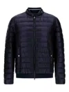 Herno Quilted Band-collar Bomber Jacket In Azul