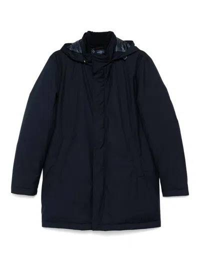 Herno Long Down Jacket With Hood In Blue
