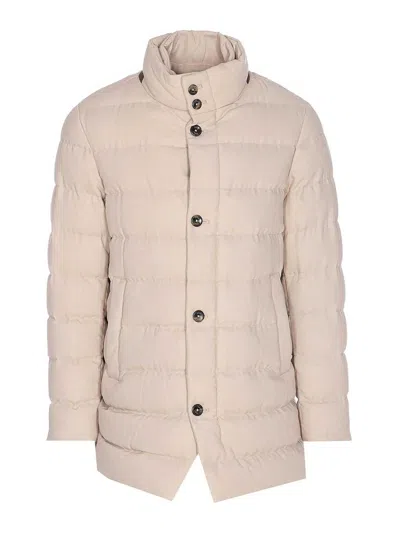 HERNO BEIGE SINGLE BREASTED DOWN JACKET