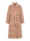 Herno Long Velvet Down Jacket In Brown