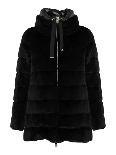 Herno Eco-fur Down Jacket In Black
