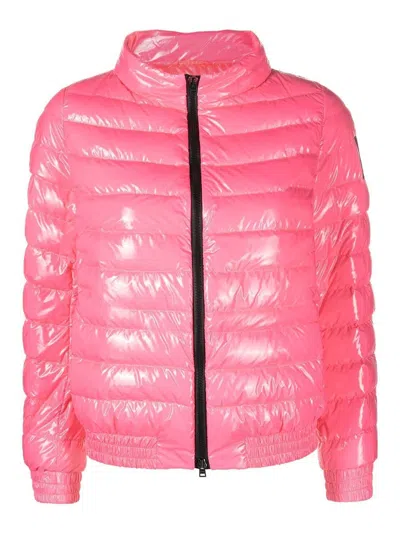 Herno Quilted Glossy Bomber Jacket In Pink