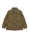 Herno Green Quilted Jacket With Corduroy Collar In Green