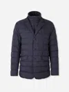 Herno La Giacca Water Resistant Down Blazer With Removable Bib In Blue