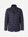Herno La Giacca Water Resistant Down Blazer With Removable Bib In Blue