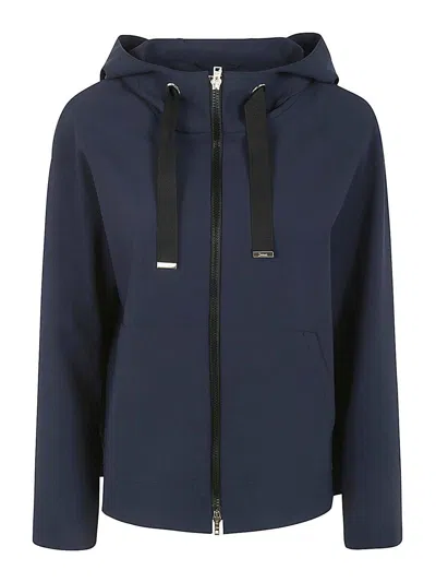 Herno Zip-up Hooded Jacket In Blue