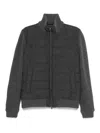 Herno Padded Bomber Jacket With Knitted Sleeves In Gray