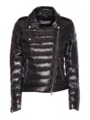Herno Ultralight Nylon Down Motorcycle Jacket In Negro